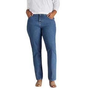 Lee Relaxed Fit Straight Leg Lucia 100% Cotton Medium Wash Jeans 24W Petite